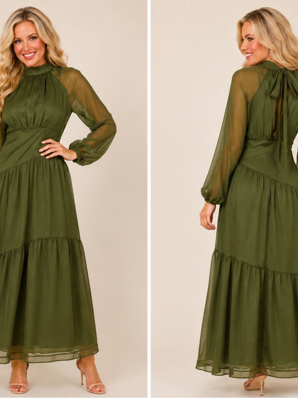 Petal & Pup Women's Julip Sheer Long Sleeve Maxi Dress $99